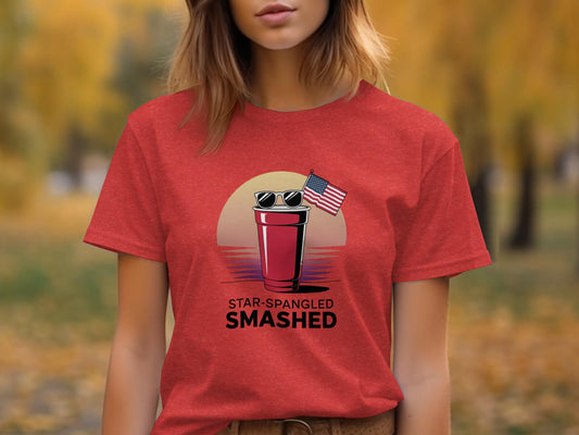 Star-Spangled Smashed T-Shirt, Funny Patriotic Shirt, 4th of July Tee, American Flag Sunglasses Shirt, Independence Day Top