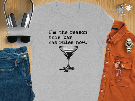 Funny Bar T-Shirt, Drinking Humor Tee, Bar Rules Shirt, Witty Cocktail Graphic Top, Beverage Lovers Apparel, Casual Party Wear