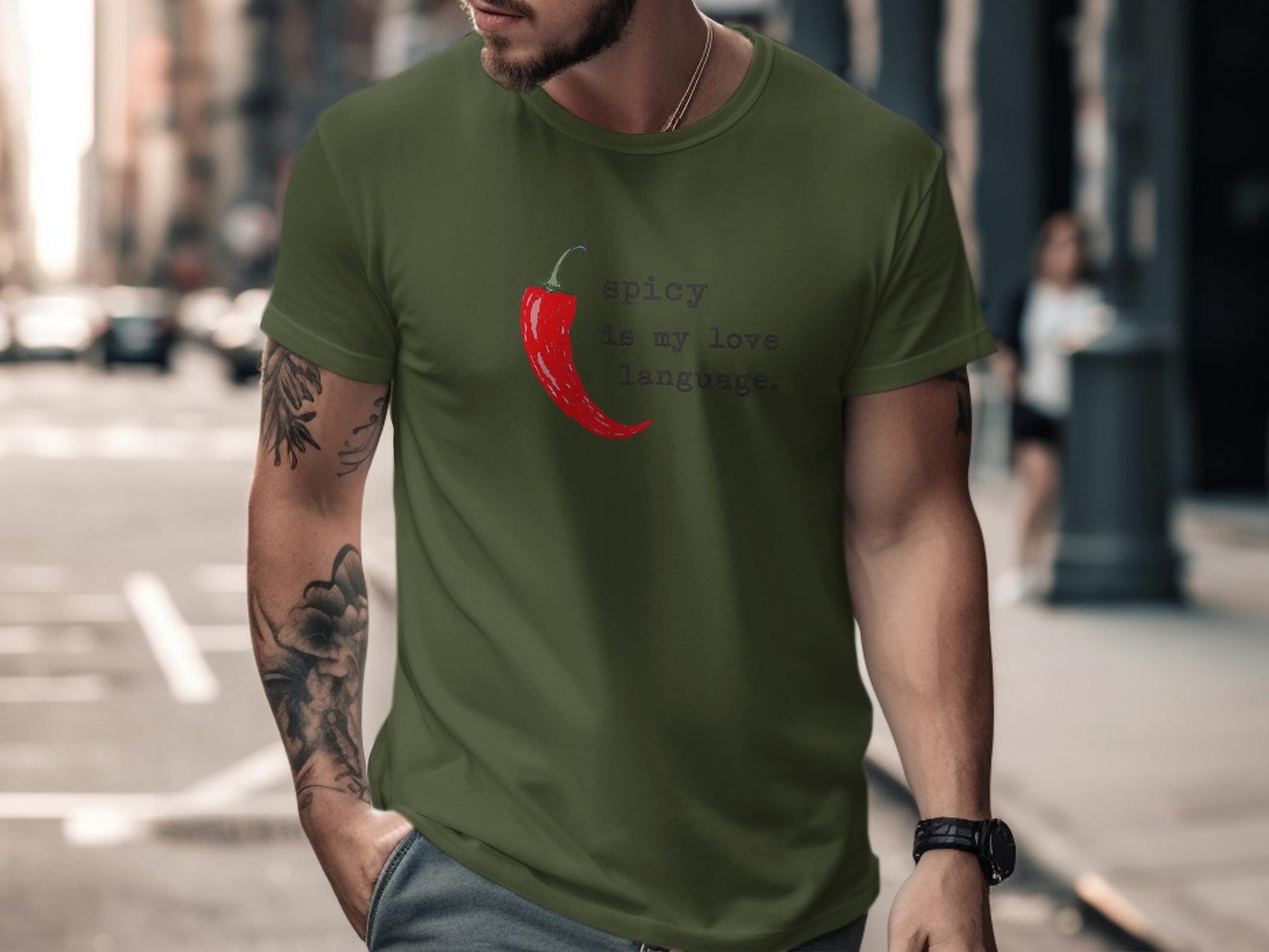 Spicy Is My Love Language T-Shirt, Funny Graphic Tee, Hot Pepper Shirt, Foodie Gift, Unique Shirt for Men, Trendy Casual Wear