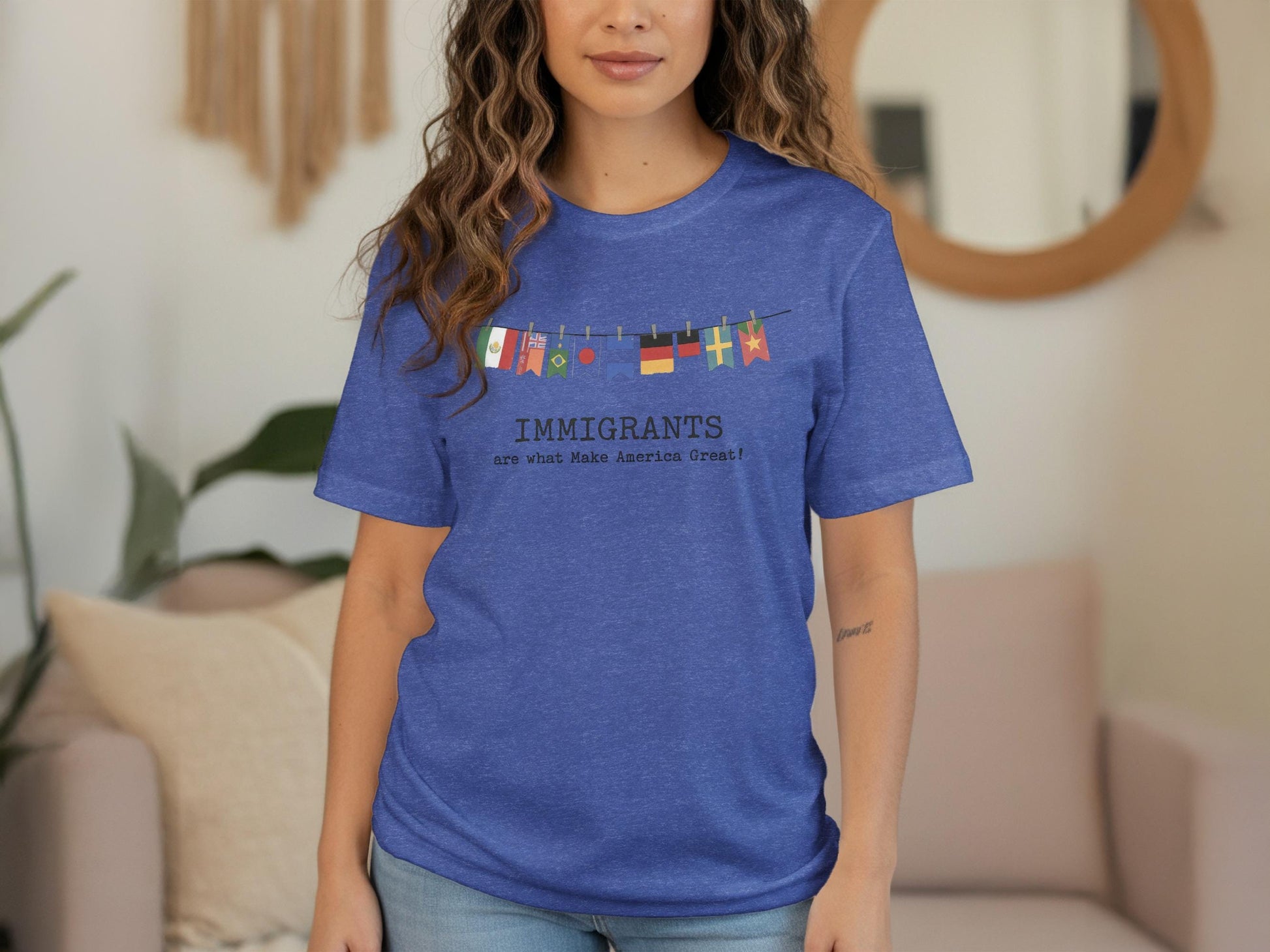 Immigrants T-Shirt, Inspirational Quote Tee, Multinational Flags Icon Shirt, Celebrate Diversity, Unity Apparel, Unisex Casual Top