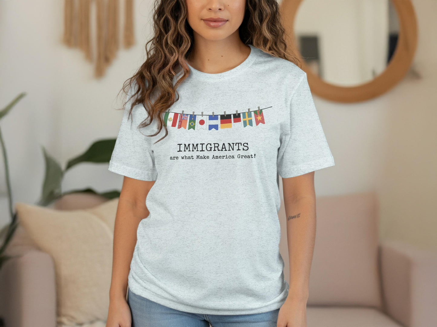 Immigrants Are What Make America Great T-Shirt, Diverse Nationality Flags Shirt, Proud Immigrant Support Tee