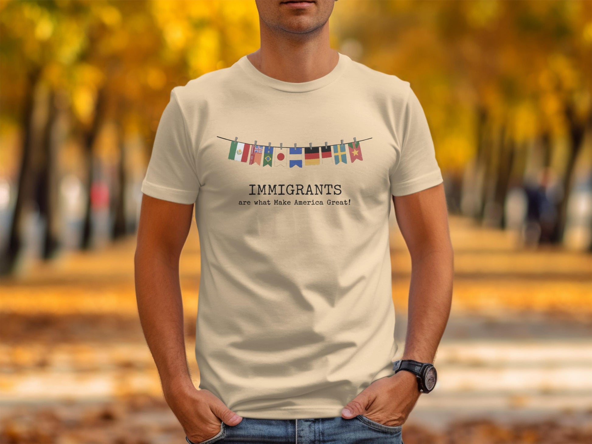 Immigrants make America great t-shirt, unisex graphic tee, statement shirt, international flags t-shirt, casual wear, gift for friends