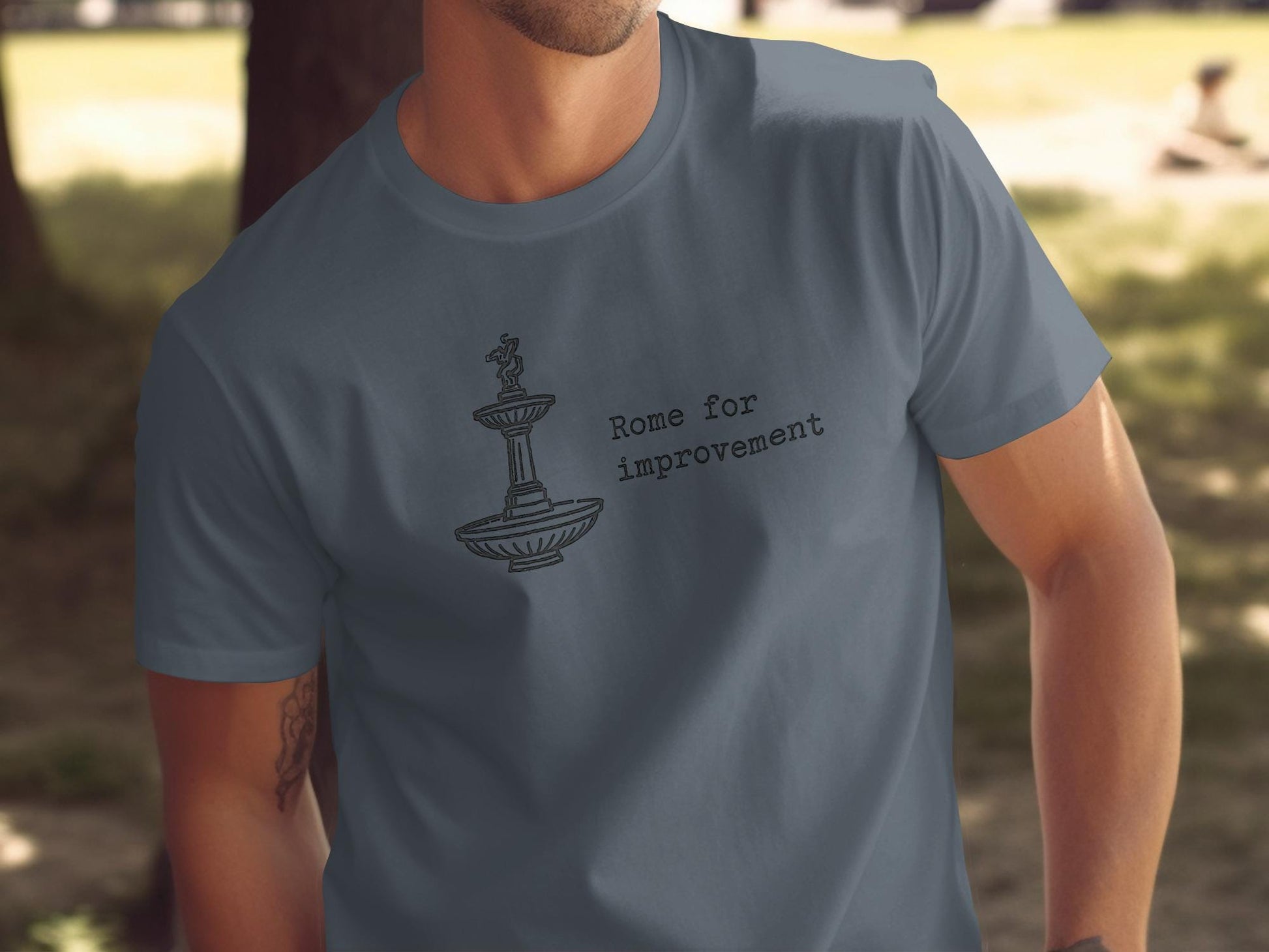 Rome for improvement tee, funny quote shirt, graphic t-shirt, cute casual outfit, modern humor top, witty sayings apparel