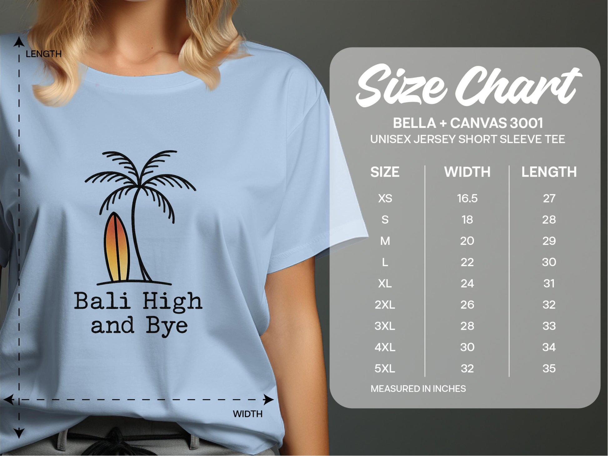 Bali High and Bye Shirt, Surfing Palm Tree Tee, Beach Vacation Shirt, Graphic T-Shirt, Unisex Jersey Tee, Short Sleeve Shirt