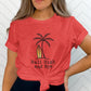 Bali High and Bye T-Shirt, Women&#39;s Summer Graphic Tee, Casual Beach Top, Vacation Shirt, Palm Tree Design, Cute Surf Shirt, Red Tee