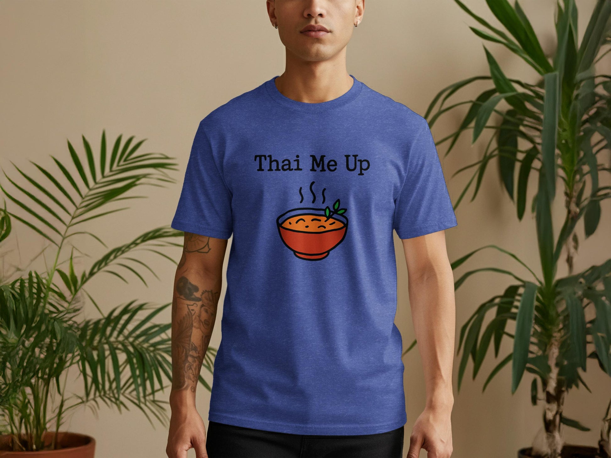 Funny Thai Me Up T-Shirt, Cute Noodle Bowl Graphic Tee, Punny Foodie Shirt, Humorous Food Lover Gift, Casual Funny Foodie T-Shirt