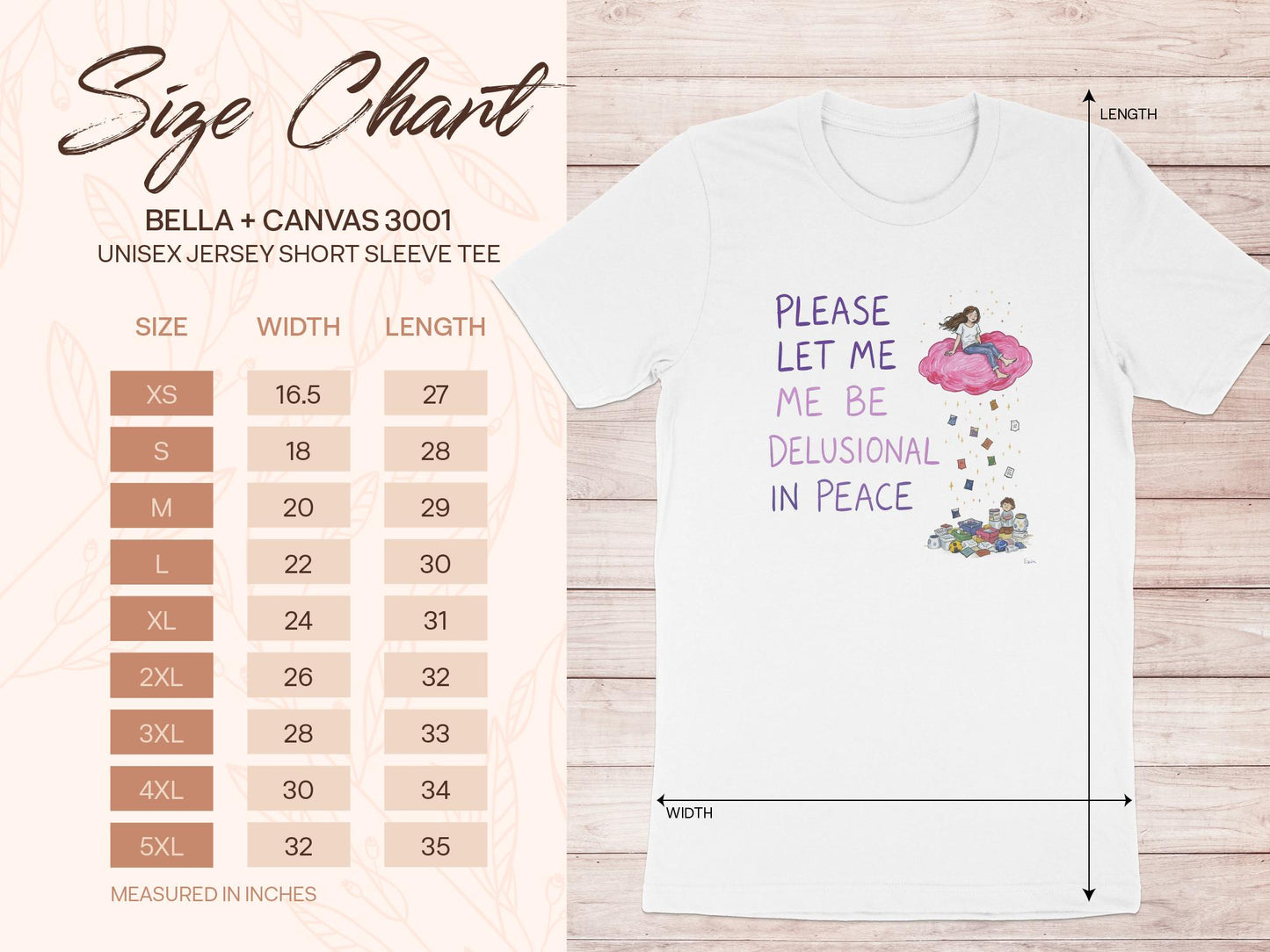 Please Let Me Be Delusional In Peace T-Shirt, Cute Quirky Graphic Tee, Funny Casual Shirt, Unique Gift Idea for Friends