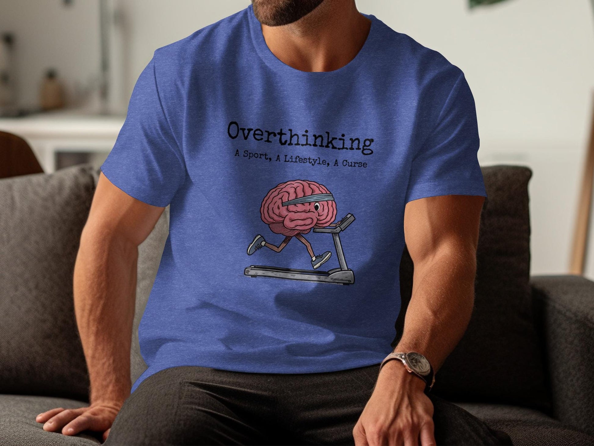 Overthinking T-Shirt, Funny Brain Shirt, Gym Humor Tee, Workout Tee, Fitness Lover Gift, Mens Graphic Tee, Casual Wear