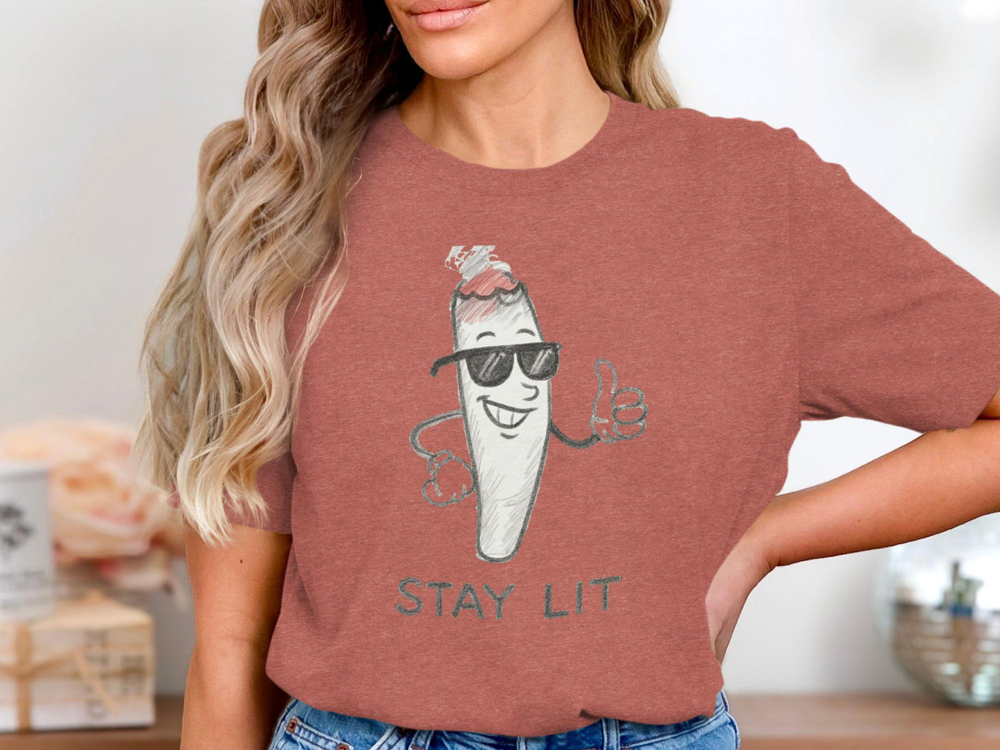 Stay Lit Graphic Tee, Funny Summer Shirt, Cool Novelty T-shirt, Trendy Casual Top, Perfect Gift Idea, Unisex Humor Tee