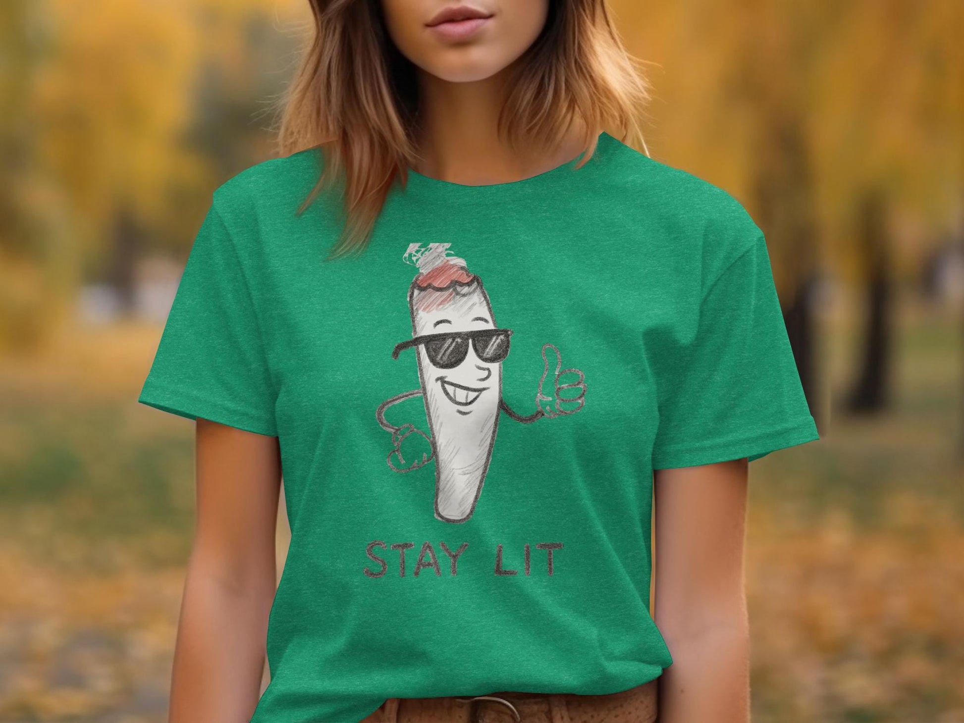Funny Stay Lit Graphic Tee, Trendy Novelty T-Shirt, Cool Illustrated Shirt, Unique Design Casual Wear, Hip Funny Clothing for All