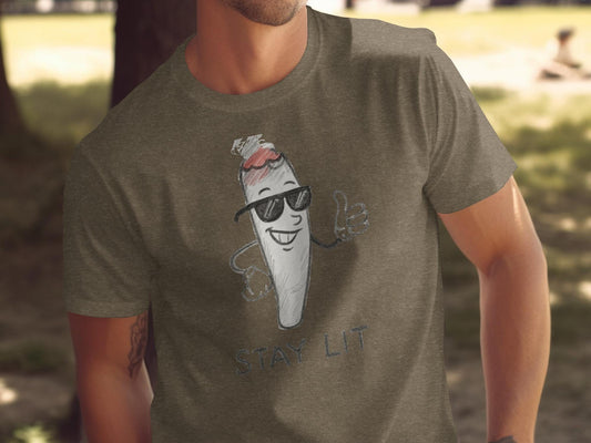 Stay Lit T-Shirt, Funny Graphic Tee, Cool Casual Shirt, Trendy Gift for Friends, Unique Summer Outfit, Comfy Everyday Wear