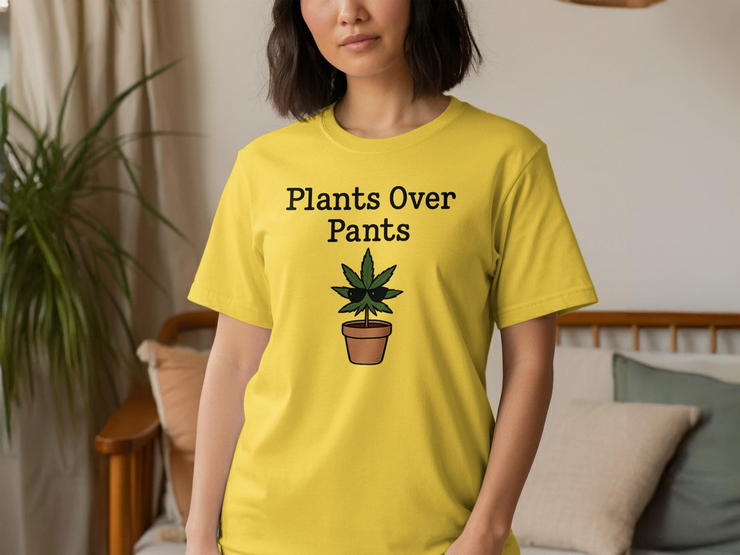 Plants Over Pants T-Shirt, Funny Gardening Shirt, Plant Lover Gift, Gardening Humor Tee, Casual Graphic Top, Shirt for Plant Enthusiasts