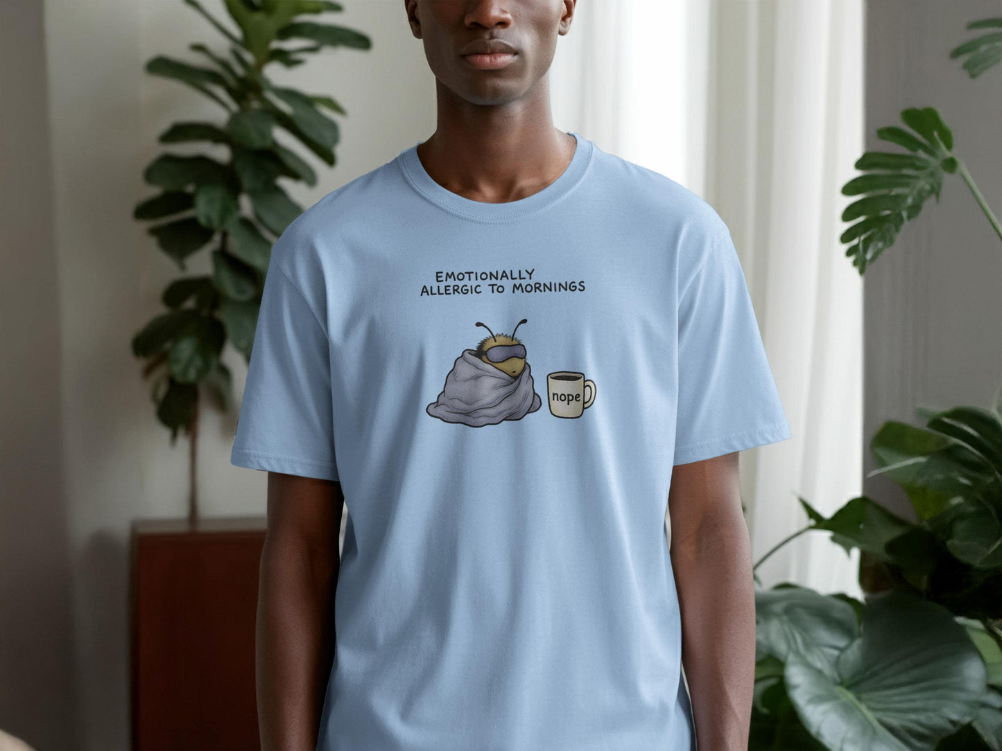Emotionally Allergic to Mornings Shirt, Funny Morning T-Shirt, Cute Graphic Tee, Coffee Lovers Gift, Morning Struggle Humor Top