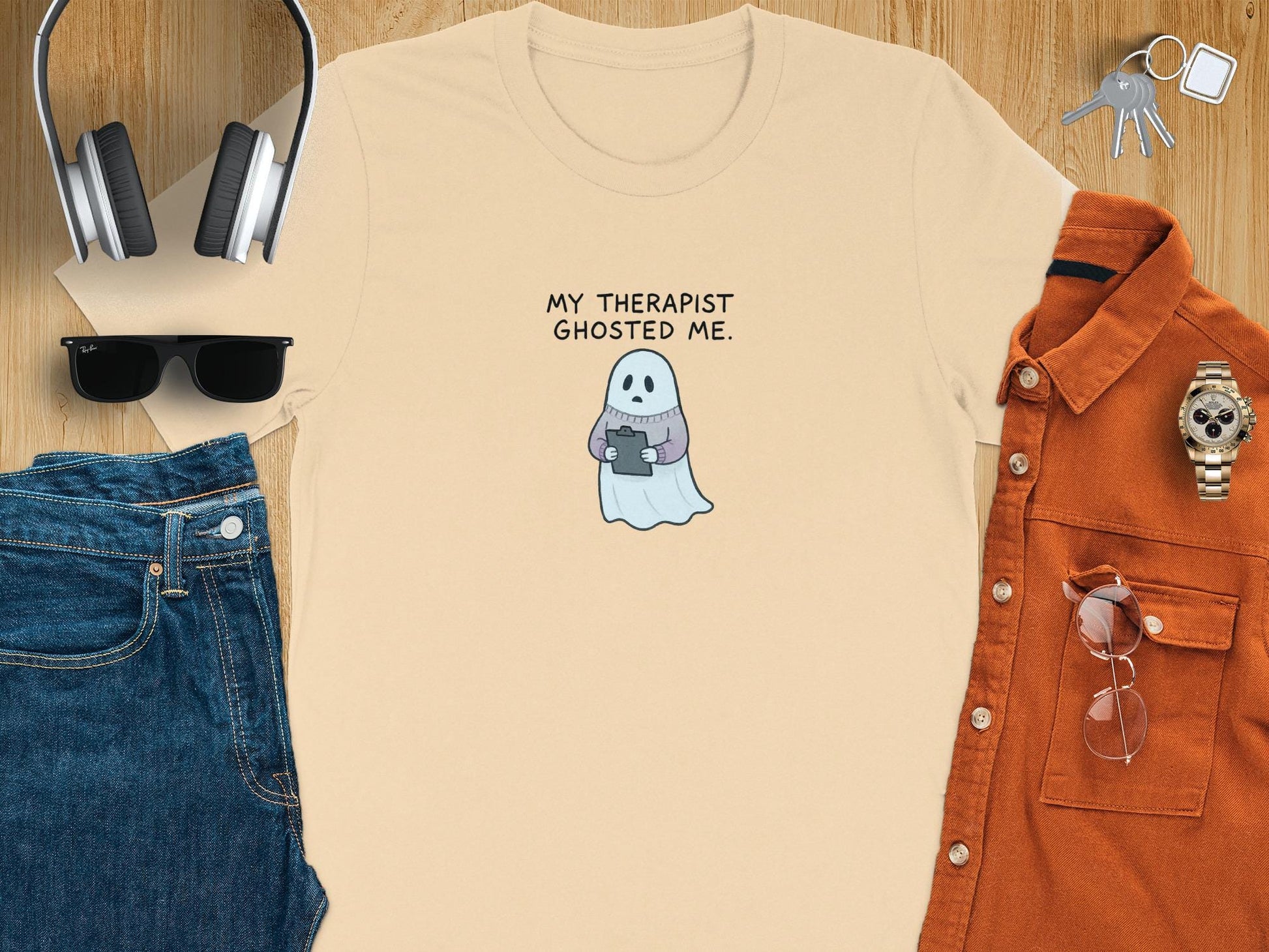 Funny Ghost T-Shirt, My Therapist Ghosted Me Tshirt, Cute Halloween Tee, Humorous Ghost Tee, Spooky Halloween Shirt, Gift for Friend