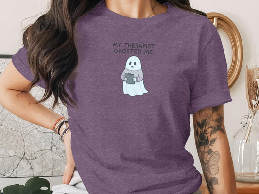 My Therapist Ghosted Me Shirt, Cute Ghost Tee, Funny Halloween Ghost Shirt, Spooky Season T-Shirt, Ghost Lover Gift