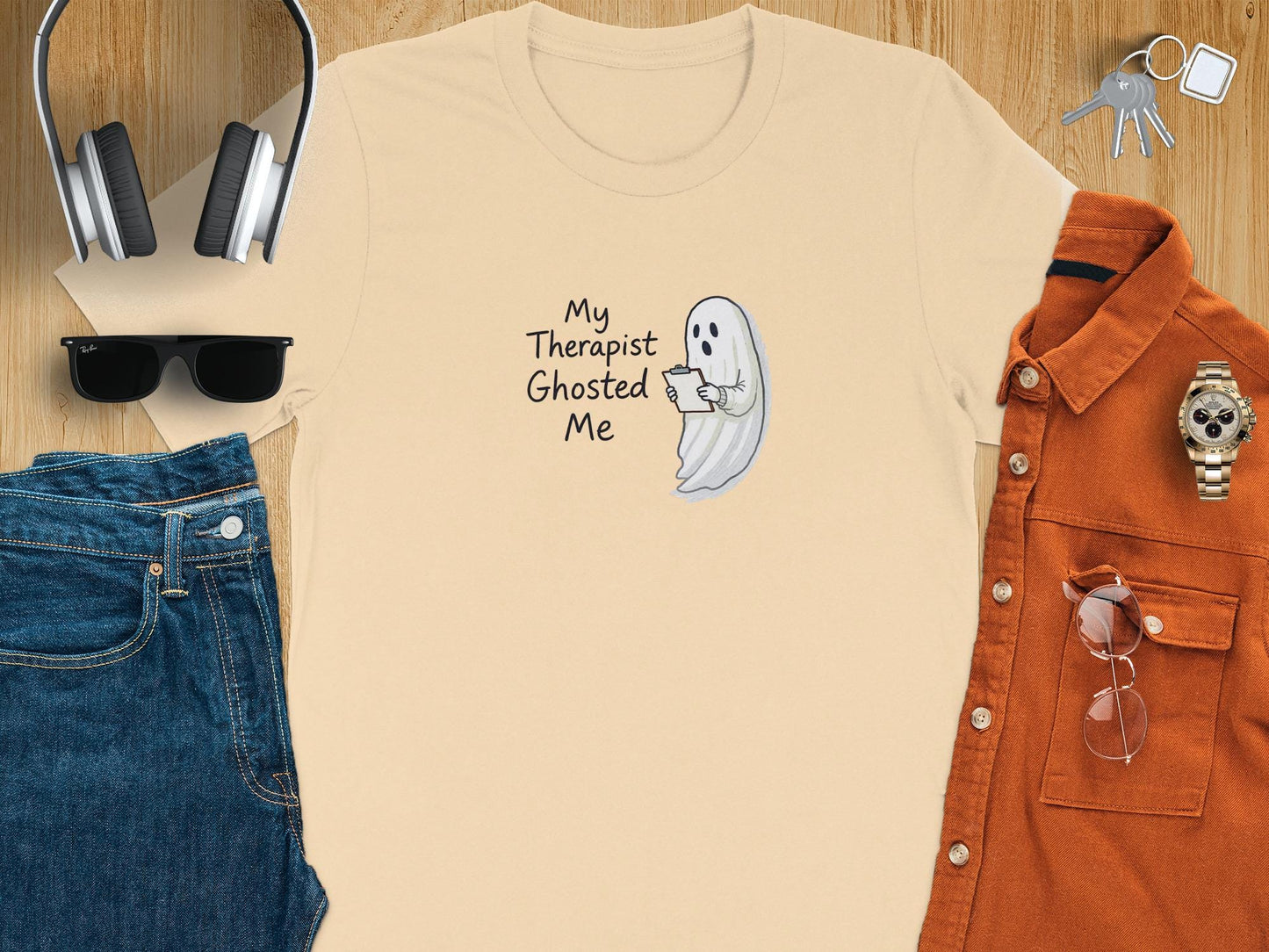 My Therapist Ghosted Me Shirt, Funny Ghost Quote Tee, Unique Halloween Humor, Casual Unisex Top, Spooky Season Essential