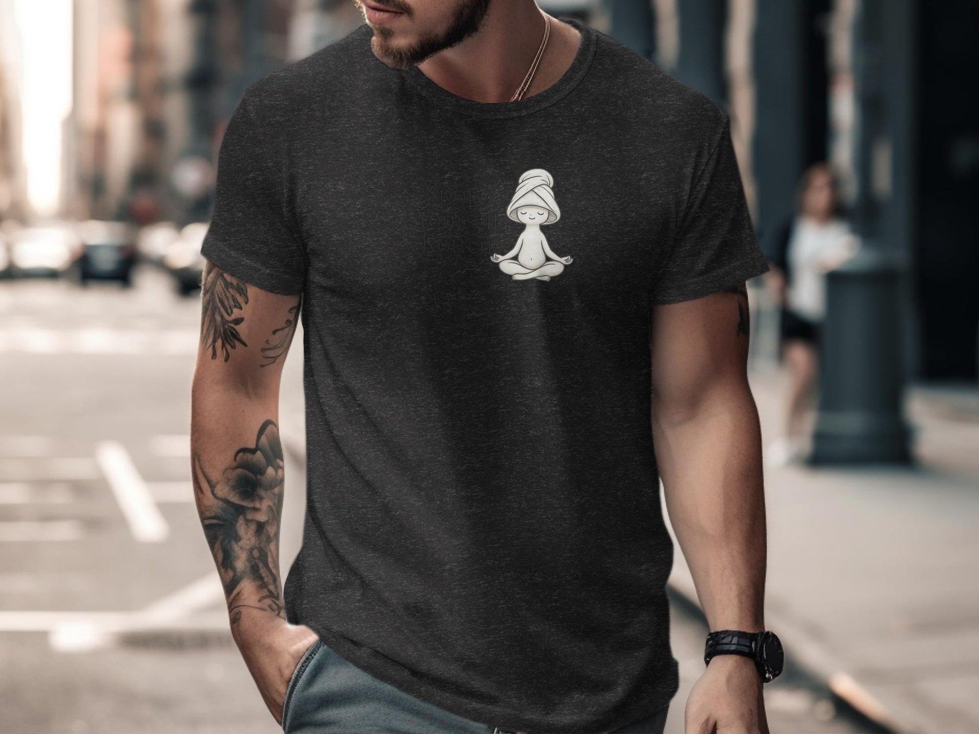 Yoga Meditation Cartoon Shirt, Cute Zen Yoga Graphic Tee, Relaxed Fit Casual Shirt, Spiritual Gift Idea, Trendy Yoga Apparel