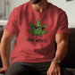 Deal With It Funny TShirt, Mens Casual Graphic Tee, Humorous Cannabis Shirt, Cool Weed Leaf Design, Red Relaxed Fit Top