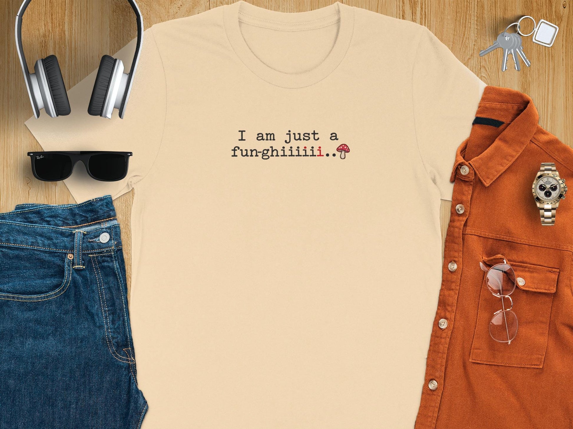 Funny Mushroom Shirt, I Am Just A Fungi Shirt, Cute Graphic Tee, Mushroom Lover Gift, Trendy Casual Wear, Humorous T-shirt