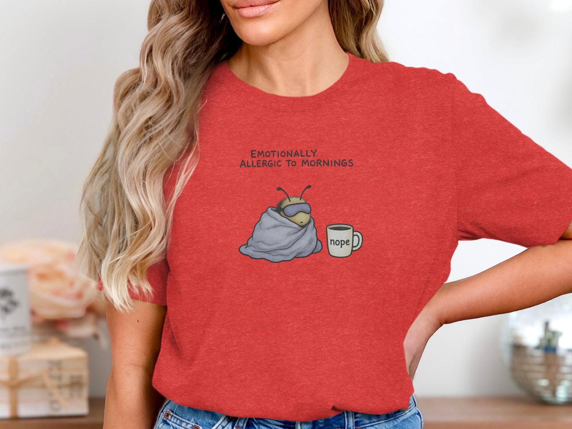 Emotionally Allergic to Mornings Shirt, Funny Morning Tee, Nope Coffee Shirt, Cute Sloth Shirt, Lazy Day Shirt