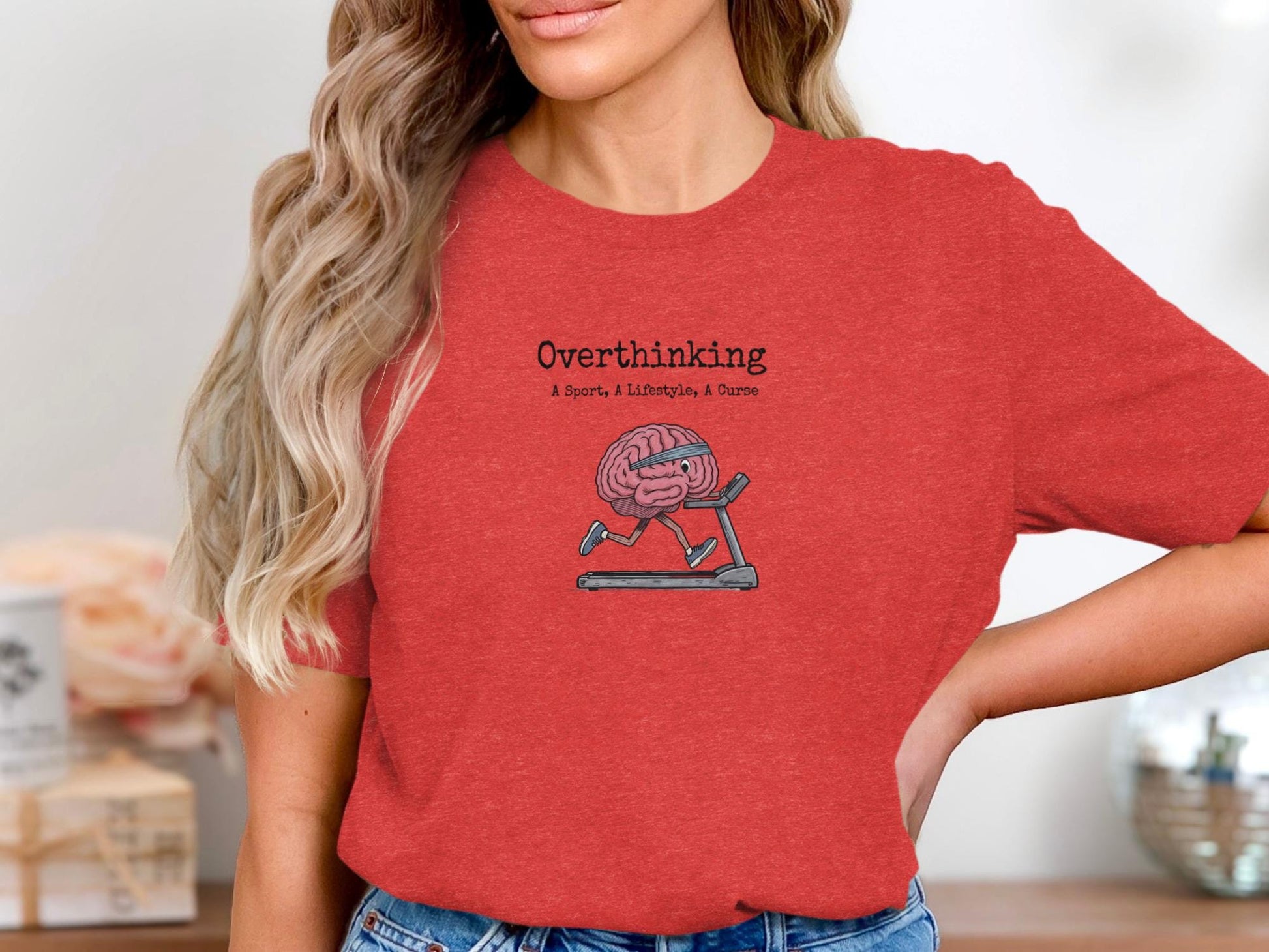 Overthinking Shirt, Funny Brain Tee, Mental Health Awareness, Quirky Graphic Tshirt, Casual Women&#39;s Top, Relaxed Fit Shirt